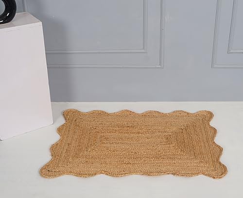 Tapete decorativo natural de yute 91x61 cm trenzado miniatura 2