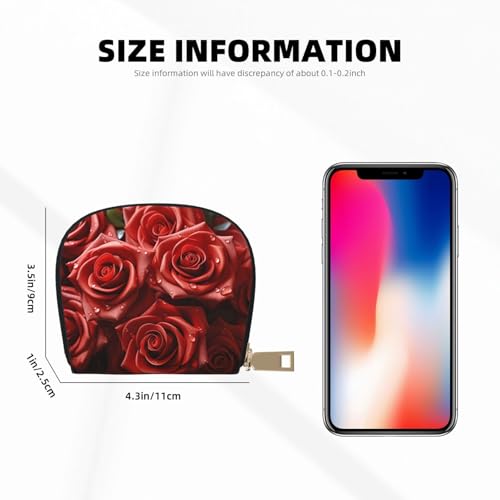 Many Red Roses Credit Card Holder Wallet, Leather Zipper Card Wallet For Women Ladies Rfid Blocking Card Case Small Coin Purse Accordion Wallet Gift2