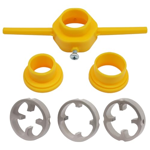 Waziaqoc 6-Pack Plastic PVC Thread Maker Tools with 1/2', 3/4', and 1' NPT Dies, Professional Pvc Pipe Threader Kit for Plumbing Projects on PVC Pipes Yellow