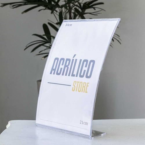 Display em Acrílico Tipo L Curvado A4 Vertical (21x30cm)