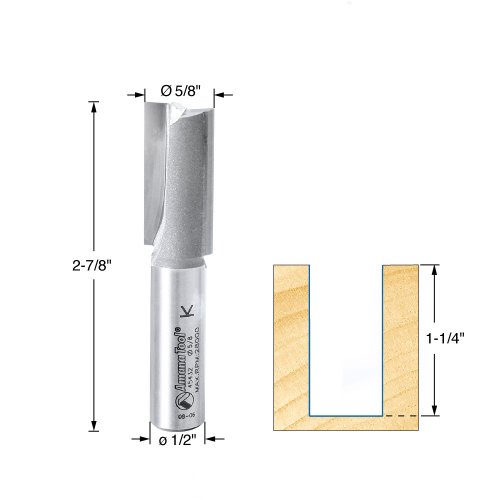 Image of Amana Tool - 45432 Carbide Tipped Straight Plunge 5 /8 Dia x 1-1 /4 x 1 /2 inch Shank