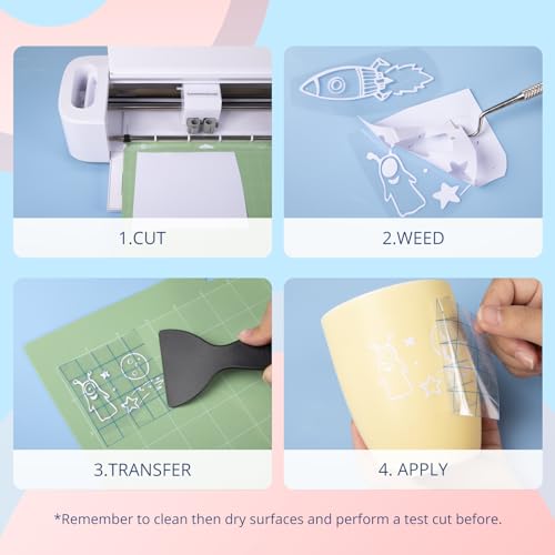 Image of HTVRONT White Permanent Vinyl - 12 inch x65FT Matte Permanent Adhesive White Vinyl Compatible with Cricut Cutting Machine, Silhouette Cameo & Other Cutters - Party & Home Decoration, Sticker