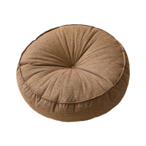 Viahsen Cojín Redondo para El Suelo, Cojín de Meditación Ligero Y Multiusos, Almohadilla para El Suelo para Adultos Y Niños, Café, Individual