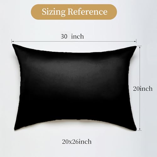 Mulberry Silk Pillow Cases Queen Size with Hidden Zipper, Ultra Smooth and Soft Breathable Cooling Silk Satin Pillowcase for Hair and Skin, Gifts for Women Men (Black, 20x30 Inches, 1 Pack) - image 4