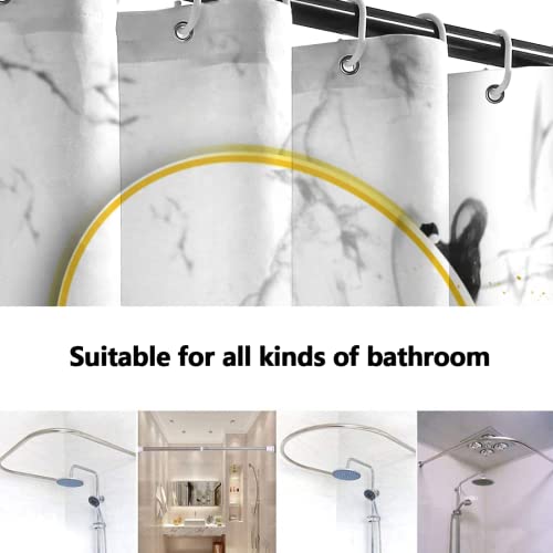 Elepdfcd Marble Shower Curtain Set, Bathroom Accessories Sets（4 Piece）, Abstract Bath Decor With Non-Slip Rugs And Waterproof Shower Curtain Set,12 Hooks, Gold Sand Circle Black Smoke White #TOP6