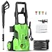 Electric Pressure Washer with 4 Interchangeable Nozzles, 420L/H Flow Rate, 8M High-Pressure Hose, 11M Power Cable for Car, Patio, Garden, Fences, Yard, Driveways