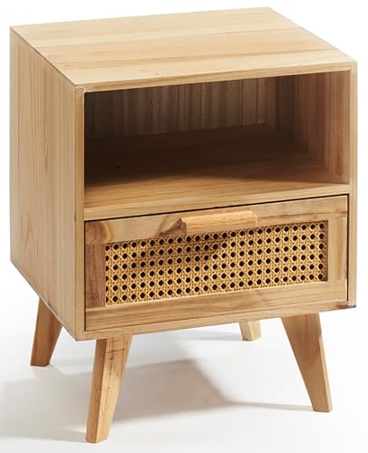 Kobolo Nachttisch Holz braun | 40x35x50 cm | Kleiner Nachtschrank mit...