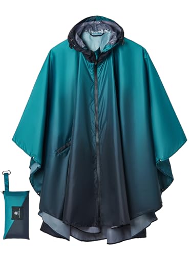 Image of SaphiRose Adult Rain Poncho Waterproof Hooded Zipper Raincoat with Pockets | OEKO-TEX Certified 100% Polyester, Lightweight Packable Storage Pouch, Heat-Sealed Seams, Quick-Dry for Outdoor Hiking