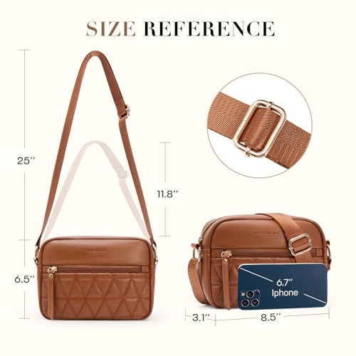 Image of Missnine Small Crossbody Purse Women Quilted Crossbody Bags Soft Leather Shoulder Handbags with Adjustable Strap