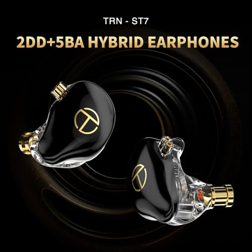 Image of HiFiGo TRN ST7 2DD+5BA Hybrid in-Ear Monitor Earphones, HiFi IEMs Detachable Wired Earbuds with 2 Dynamic Drivers and 5 Balanced Armature Units (Type-C, Black with Mic)