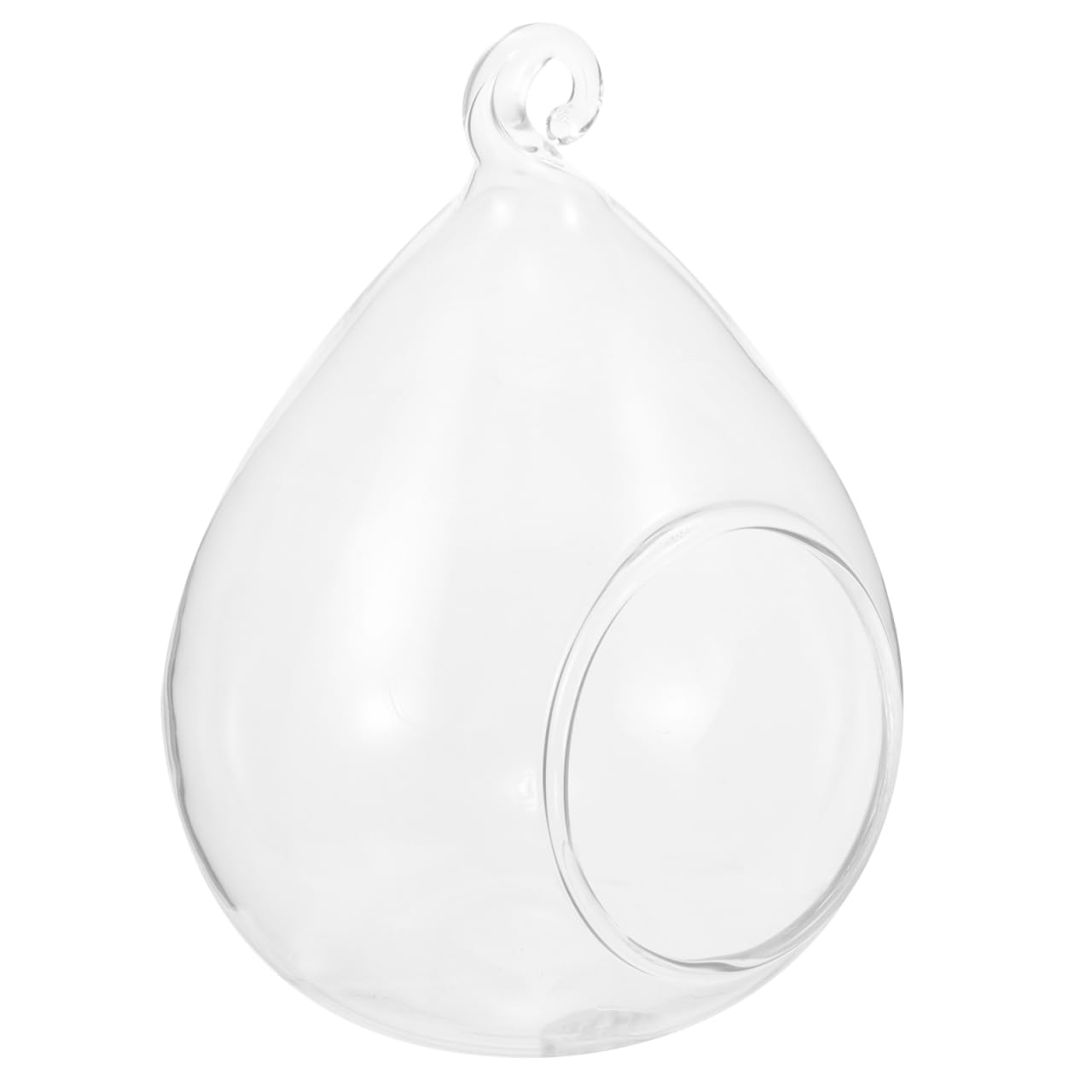 LOORGVEL Glass Hanging Planter Terrarium Air Plant Vase Globe Teardrop Shape Decorative Vase Container for Home Office Centerpiece 12X8X8Cm
