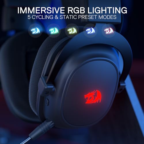 H510 Zeus-X RGB Cuffie da gioco senza fili - Suono surround 7.1 - Driver audio da 53MM con cuscinetti auricolari in memory foam con rivestimento in tessuto resistente - Alimentazione USB - Cuffia gaming - Immagine 4