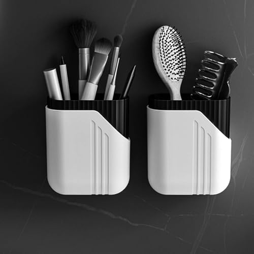 2 Pack Wall Mounted Toothbrush Holder, Toothbrush Holders Stand With Drain Holes, Adhesive Bathroom Toothbrush Holder Wall No Drilling For Toothpaste Razor Comb Organizer, Kitchen.Kids,Dorm Rooms