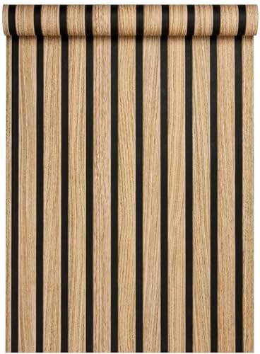 Image of Wallpaper for Walls | Vertical Wood Wall Stickers for Wall Decor | Self Adhersive Wall Paper for Home Kitchen Living Room and Bedroom | 45 Cm X 500 Cm (Dark Wood)