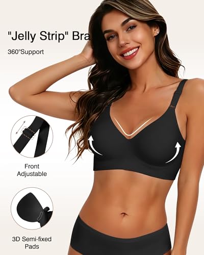 Image of Wireless Bras for Women Jelly No Underwire Push Up Seamless Comfort Full Coverage Supportive Soft Everyday Tshirt Bra