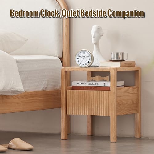 Image of Lamisola 4 Inch Alarm Clock for Bedrooms, Small Analog Desk Clock, Gold | Battery Operated Bedside Clock for Bedroom Bathroom Home Nightstand Shelf, Night Light Snooze, Minimalist Clocks for Seniors