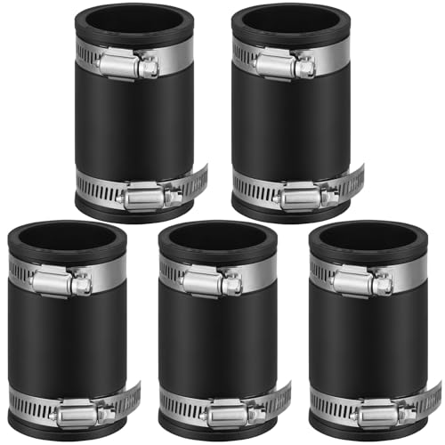 Image of Pangda 5 Pcs Flexible TPE Coupling with Stainless Steel Clamps 1 Inch | Flexible TPE Coupling, Fits Plastic and Copper Plumbing Connections, High Temperature Resistant Material