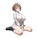 NJRHGS 13cm 大きなおっぱいを持つかわいいショートヘアのアニメの女の子 車のウィンドウバンパーボンネット用のかわいい車のステッカー