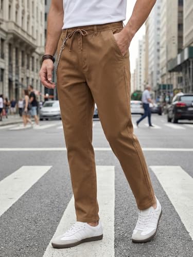 Image of Nobero Chino Pants for Men | Oversized Fit | Multiple Pockets | Elasticated Waist | Casual & Utility Wear