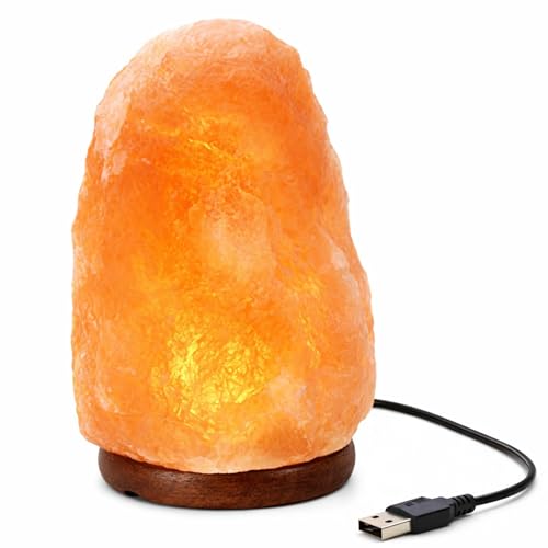 Classic Collection UK7 Ltd Himalayan Salt Lamp Small Size 8 Colors Changing 100% Authentic Natural Crystal Salt Rock Lamp Hand Natural Salt Crystal Lamp USB Night Light for Home Decor and Gift.