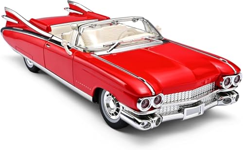 Image of 1:24 Scale Big Cadillac Eldorado Alloy Pickup Car Toy Metal Pull Back Diecast Car with Openable Door and Sound Light, Gifts Toys for Kids【Red】
