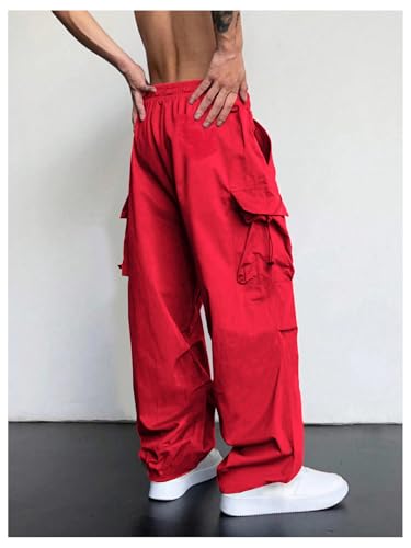Floerns Men's Drawstring Waist Flap Pocket Cargo Pants Streetwear Hip Hop Pants2