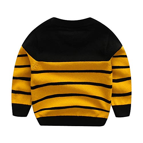 Peecabe Kids Boys Cable Knit Sweater Long Sleeve Round Collar Striped Sweatshirt Ba