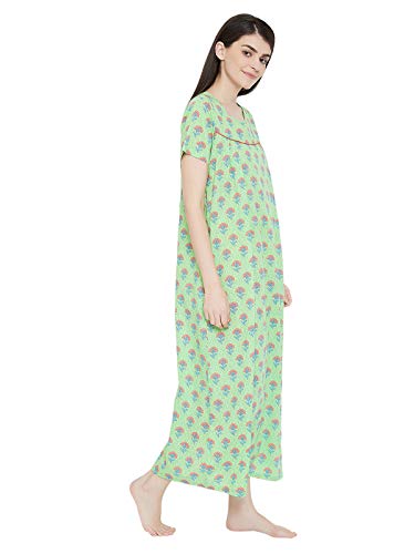 Image of Clovia Women's Cotton Rich Printed Long Nightdress