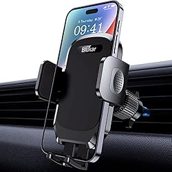 Sosten De Celular Para Auto Blukar Soporte Móvil Coche, Botón de Liberación Soporte Teléfono Coche con Clip de Gancho Estable para Rejilla del Aire Ventilación -Universal 360° Rotación para Smartphone/GPS 4.0-6.7 Pulgadas