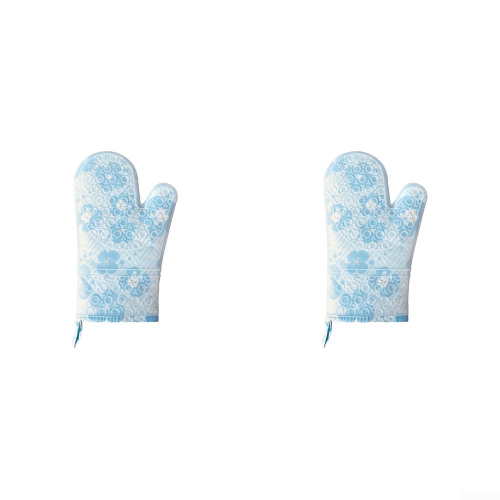 Guantes Hornear 30cm Protección Muñeca Hombre para mujer Guantes(Blue)