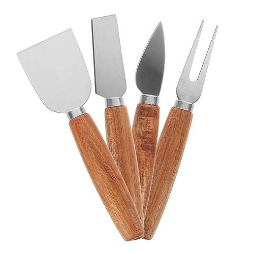 STOBAZA Sturdy Handle Cheese Cutlery Set 4pcs Cheese Knife Fork Spatula for Easy Baking