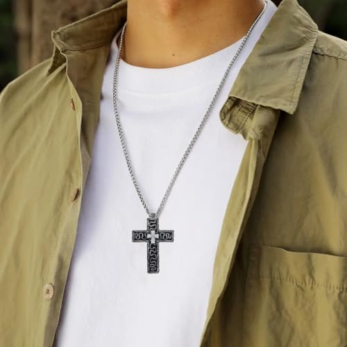 New Vintage Cross Pendant Necklace, Cross-shaped Necklace with Secret Compartment, Handmade Number 230 Cross Necklace for Men, Novelty Jewelry Fashion Accessories for Women2