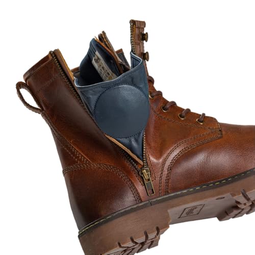 Image of Trip Machine Company Premium Leather Men's Motorcycle Riding Boots - Brute | 3 Point Protection | Ankle, Toe & Heal Protectors | Light Weight | Anti Slip Sole | With Side YKK Zipper | Lifestyle Boots