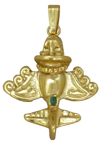 Image of Across The Puddle Colombian Emerald & Multi-Material Options | Quimbaya Flyer Pendant Necklace | Ancient Alien Golden Jets Collection