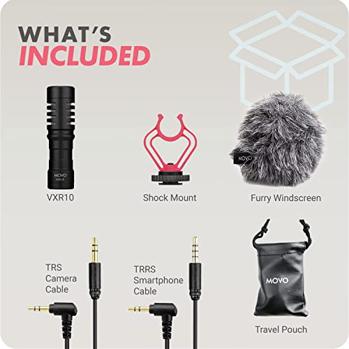 Movo Vxr10 Universal Video Microphone With Shock Mount, Deadcat Windscreen, Case For Iphone, Android Smartphones, Canon Eos, Nikon Dslr Cameras And Camcorders - Perfect Camera Microphone, Shotgun Mic #TOP6