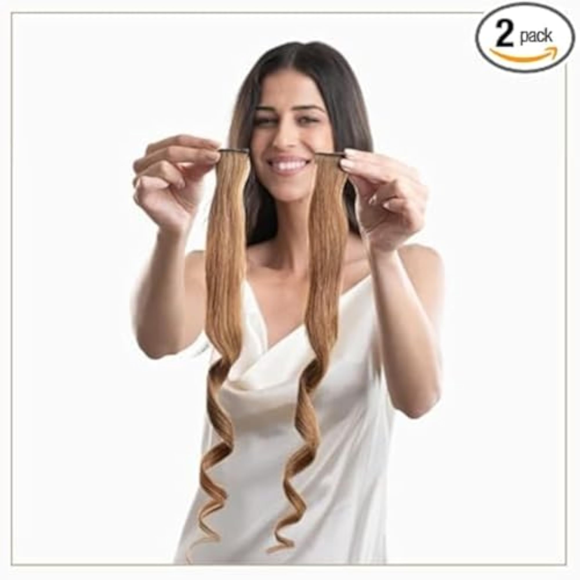 2pcs 18" Synthetic Hair Extension with Clips, Straight Streaks
