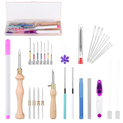30Pcs Punch Needle Kit - Complete for Needle Punching - Includes 11 Different Size Punch Needle...