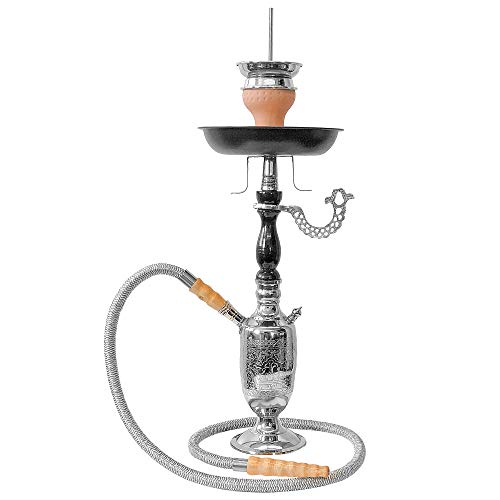 Mianova Orientalische 1 Schlauch Wasserpfeife Nargile Hookah Shisha Set aus Metall 50cm mit 5 Mundstücke Zange 1 Rolle… – Bild 3
