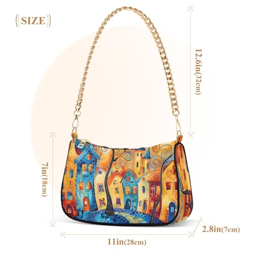 ALAZA Vibrant Style Colorful House Watercolor Women's Handbags Tote Crossbody Bag Purse Ladies Shoulder Bag Hobo Handbag3