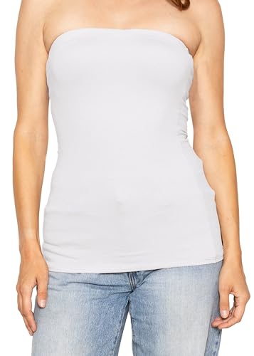 STRETCH IS COMFORT Women's Cotton Tube Top White Large