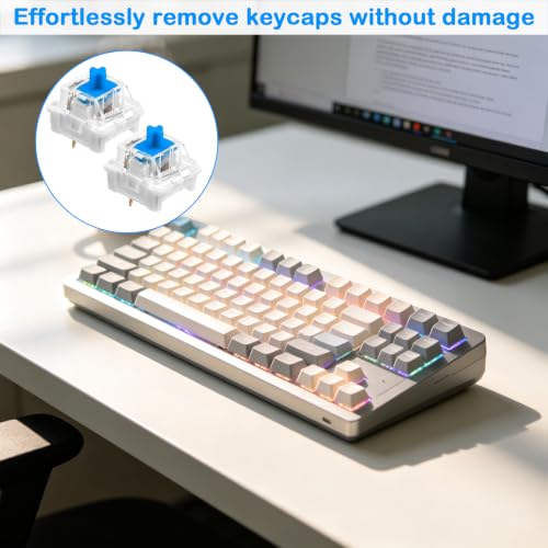Image of costume Keycaps Blue Switch Mechanical Keyboard Set, 61-Piece Key Caps Replacement Tools, for Mechanical Keyboard Beginners and PC Gaming Enthusiasts, Compatible with RGB Lighting Customization