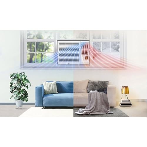 Image of LG LW8021HRSM Wifi 7,500 Window Air Conditioner with Heat, 115V, Cools up to 320 Sq. Ft. for Bedroom, Living Room, Apartment, with Wi-Fi, App Control, 2 Speeds, Remote, White, 7500 BTU