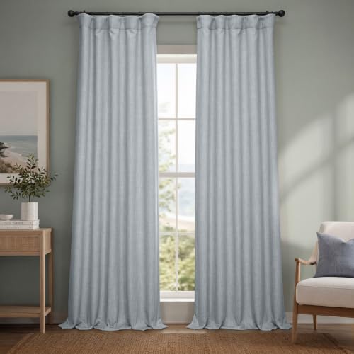 Image of HPD Half Price Drapes - Faux Linen Curtains for Living Room (1 Panel) - 50W X 108L - Textured Room Darkening Curtains for Bedroom 108 Inches Long - Drapes for Home Decor, Heather Grey