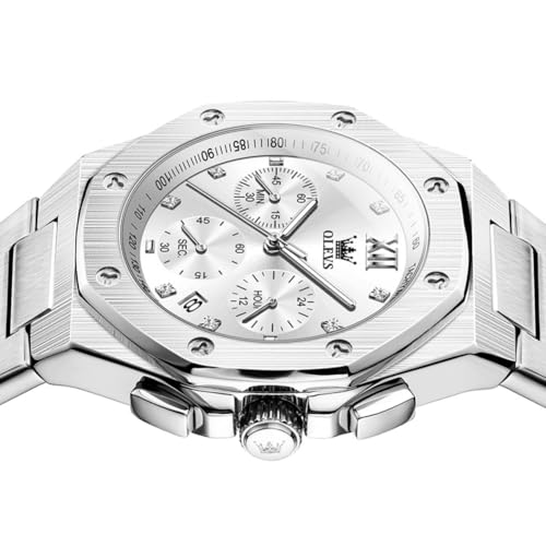 Image of OLEVS Watches for Men Luxury Fashion Large Dial Male Watches Analog Quartz Stainless Steel Waterproof Business Dress Men's Wrist Watch