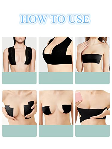 Image of Invisible Bob Tape Breast Lift Tape Self Adhesive Body Tape Bra for Chest | Bust Boobs Lifting Push up Backless Bra Support Tape Lift Support Boobytape Long Straps for Large Breasts Strapless Dresses