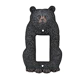 BestGiftEver Sitting Black Bear Single Toggle Light Switch Cover - Decorative Electrical Wall Plate for Cabin Lodge - Country Style Rustic Home Accessories for Wildlife Hunters and Nature Lovers