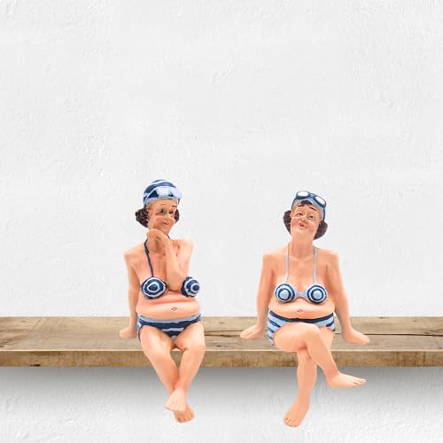 Figurines Dama en Bikini Sentada, Set de 2 Decoración de Playa miniatura 7