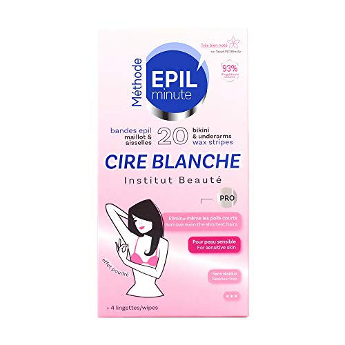 EPIL'minute - 20 BANDES MAILLOT & AISSELLES CIRE BLANCHE - Épilation douceur, application confort - 93% d'ingrédients naturels