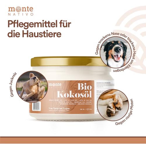 Kokosöl Bio Monte Nativo (200ml) - Coconut Oil - Kokosnussöl in Rohkostqualität - Reines Kokosfett - Bio Kokosöl nativ kaltgepresst zum Kochen, Braten und Backen, für die Haare, Zähne und Haut