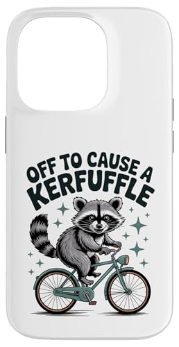 おもしろいアライグマKerfuffle 自転車ライダー ユーモラスな動物の言葉 スマホケース iPhone 14 Pro 用